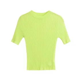 Women's T-shirt Knitwear Short Sleeve T-Shirts Streetwear Solid Color