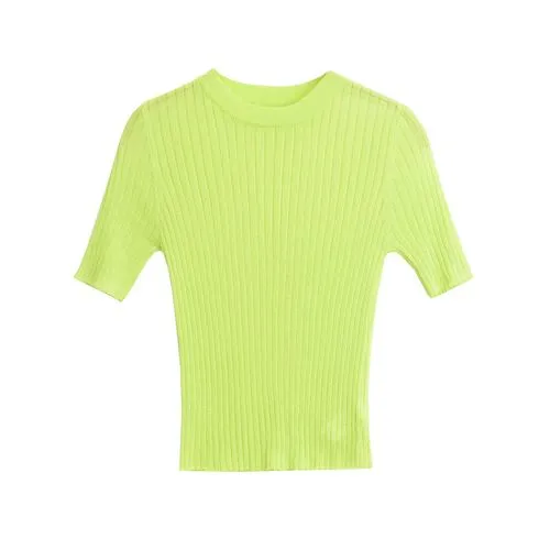 Women's T-shirt Knitwear Short Sleeve T-Shirts Streetwear Solid Color