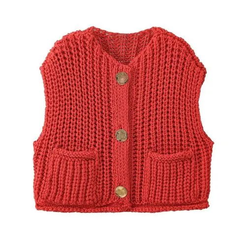 Women's Vest Knitwear Sleeveless Sweaters & Cardigans Elegant Streetwear Solid Color