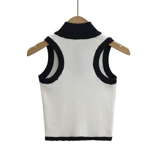 Women's Vest Sleeveless Sweaters & Cardigans Contrast Binding Elegant Streetwear Color Block