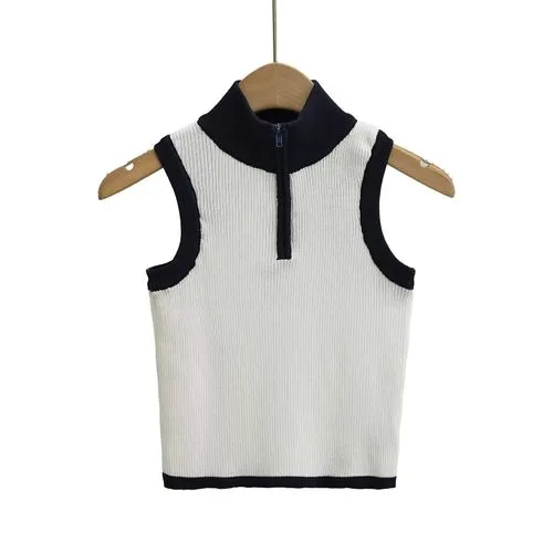 Women's Vest Sleeveless Sweaters & Cardigans Contrast Binding Elegant Streetwear Color Block