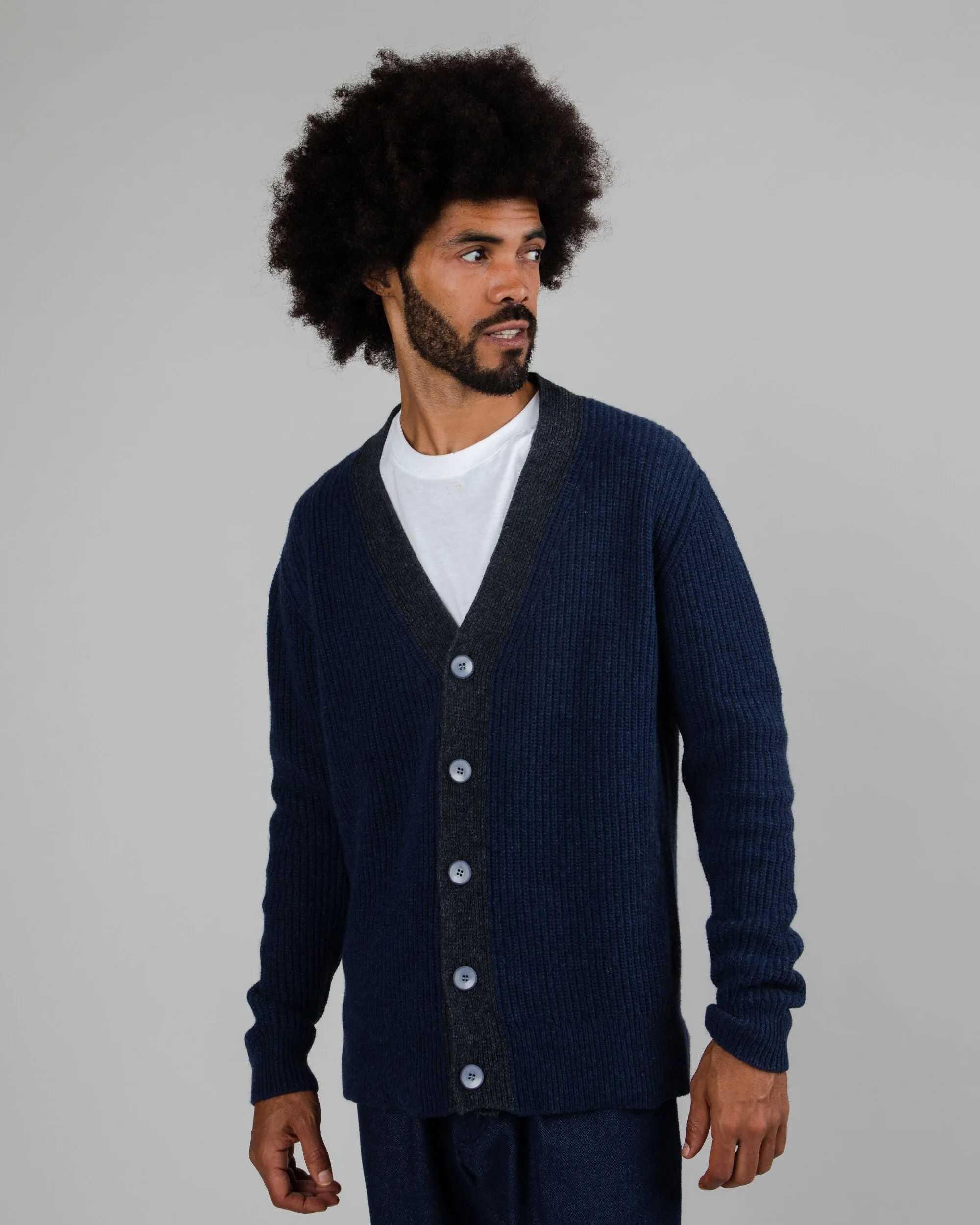 Wool Cardigan - Navy