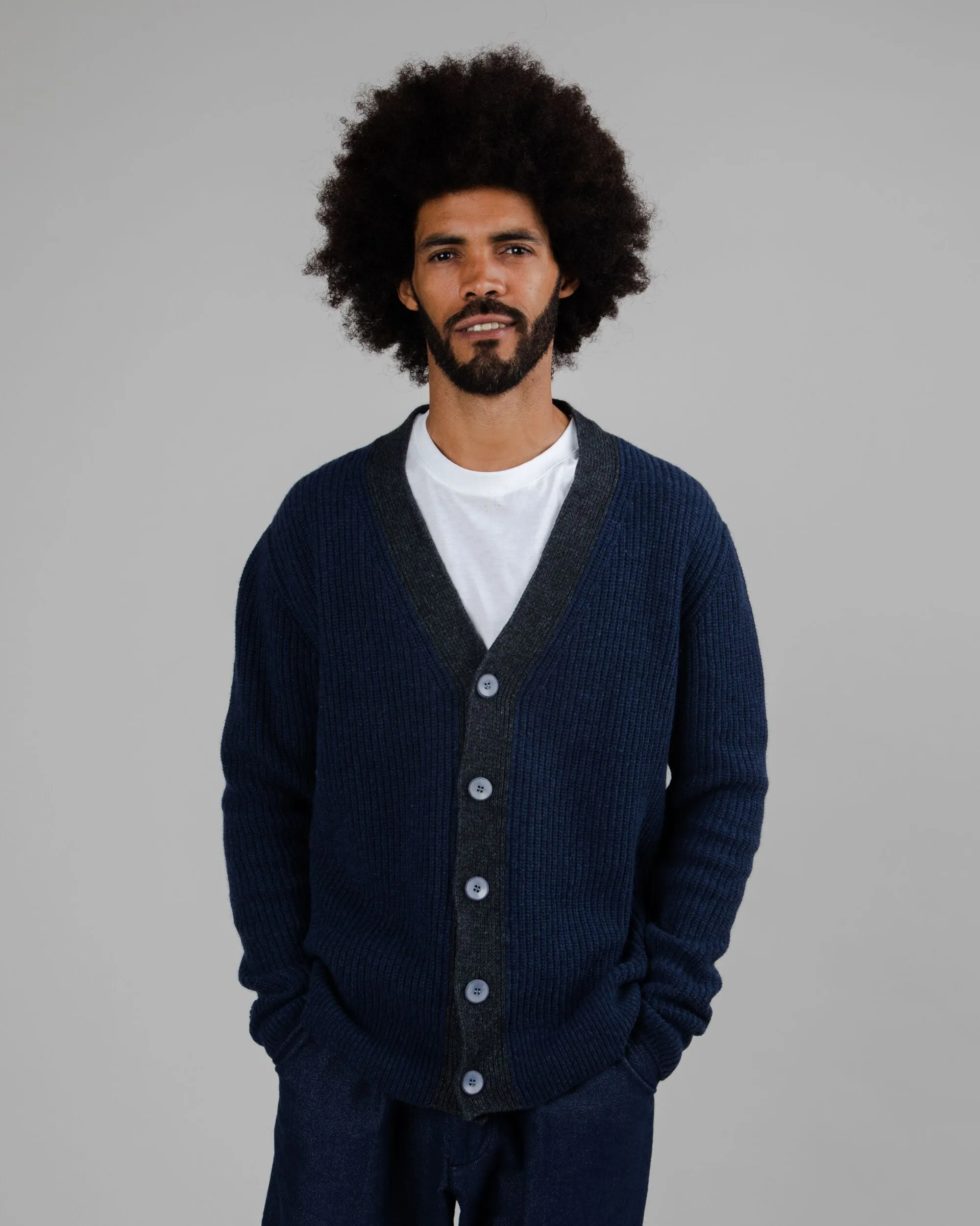 Wool Cardigan - Navy